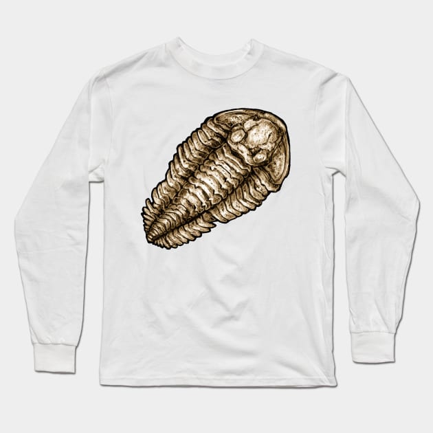 Calymene Trilobite Fossil Sticker Long Sleeve T-Shirt by CassWArt